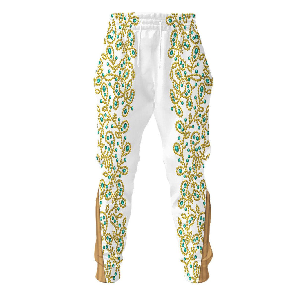 Oodiegang Elvis Spanish Flower - White With Green Stones Costume Hoodie Sweatshirt T-Shirt Sweatpants - Oodiegang.com