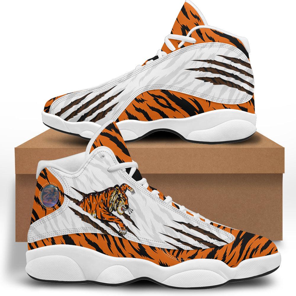 OodieGang Elvis Tiger Unisex AJ13 Shoes White - OodieGang.com