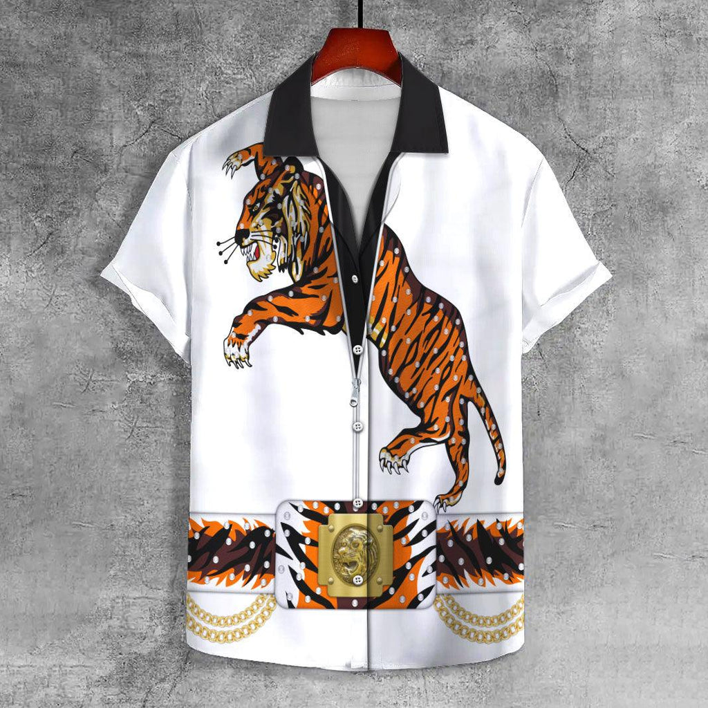 OodieGang Elvis Tiger UNISEX CASUAL HAWAIIAN SHIRT - OodieGang.com