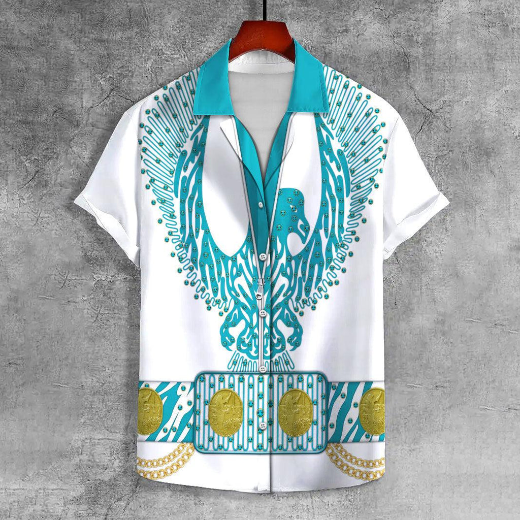 OodieGang Elvis Turquoise Phoenix UNISEX CASUAL HAWAIIAN SHIRT - OodieGang.com