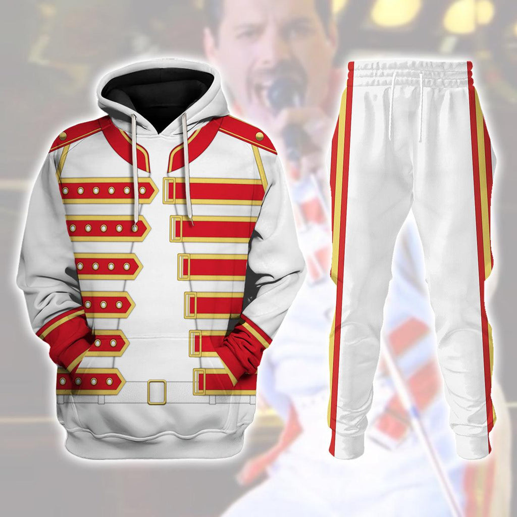 Oodiegang Freddie Mercury Costume Wembley Red Hoodie Sweatshirt T-Shirt Tracksuit - Oodiegang.com