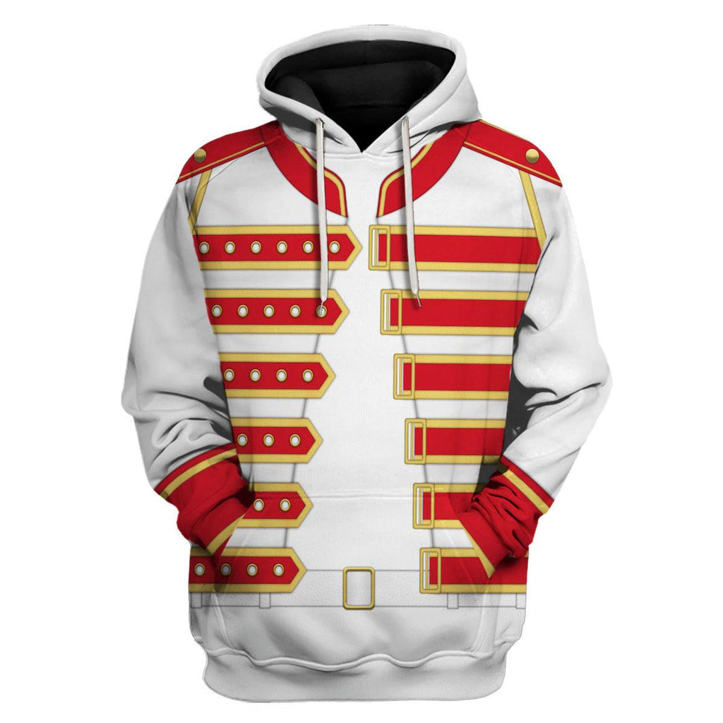 Oodiegang Freddie Mercury Costume Wembley Red Hoodie Sweatshirt T-Shirt Tracksuit - Oodiegang.com