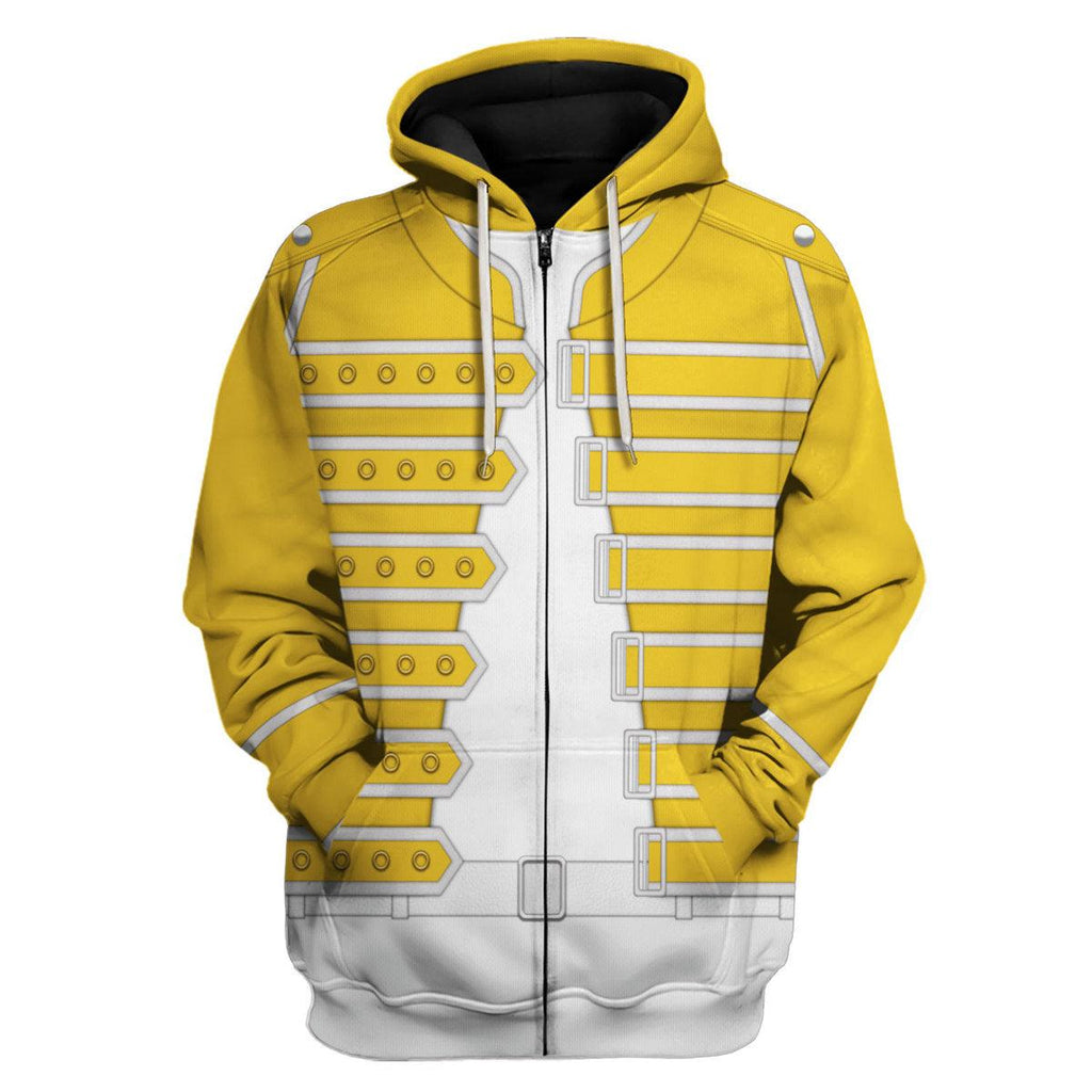 Oodiegang Freddie Mercury Costume Wembley Yellow Hoodie Sweatshirt T-Shirt Tracksuit - Oodiegang.com