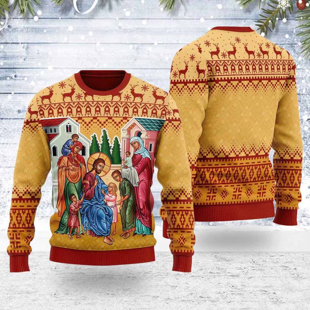 OodieGang Jesus Christ and The Children Christmas Sweater - OodieGang.com