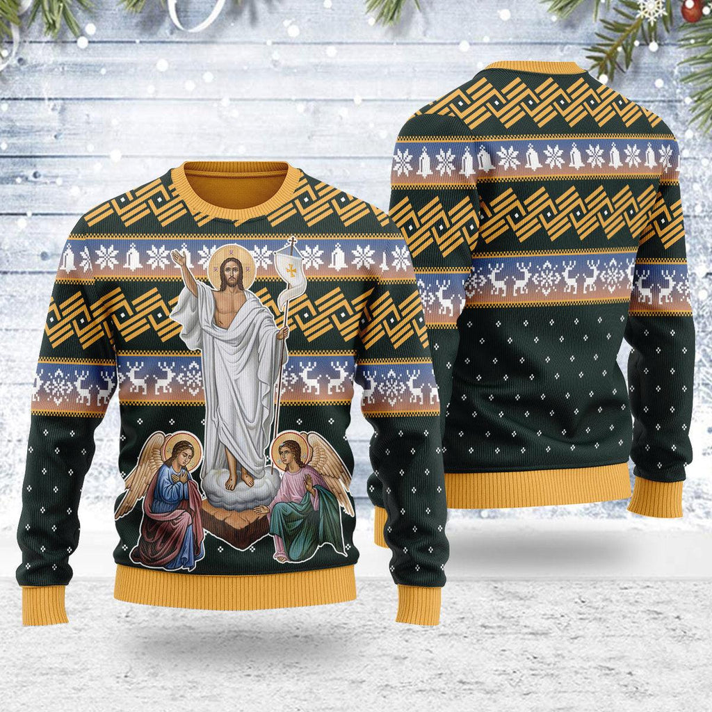 OodieGang Jesus Christ Victorious Resurrection Christmas Sweater - OodieGang.com