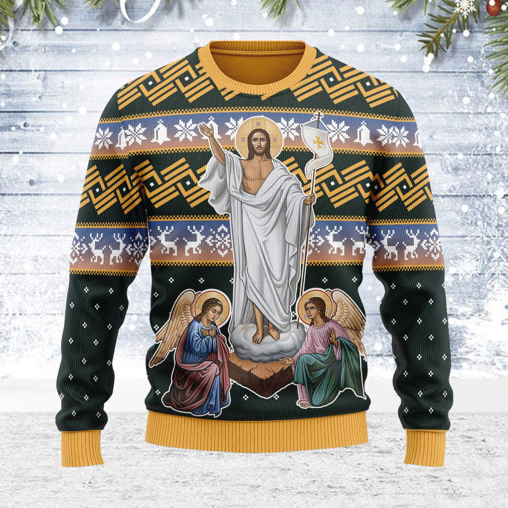 OodieGang Jesus Christ Victorious Resurrection Christmas Sweater - OodieGang.com