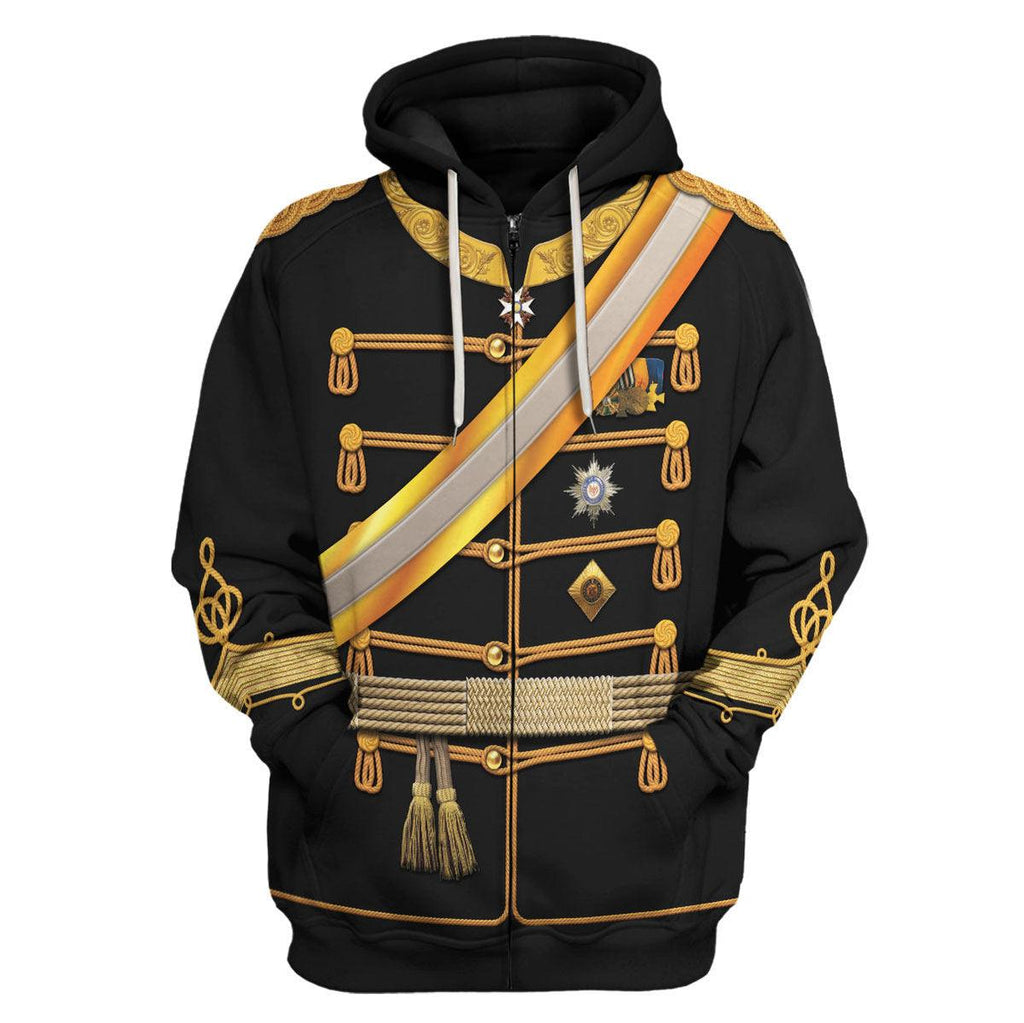 Oodiegang Kaiser Wilhelm I in a Hussar's Uniform German Emperor Costume Hoodie Sweatshirt T-Shirt Tracksuit - Oodiegang.com