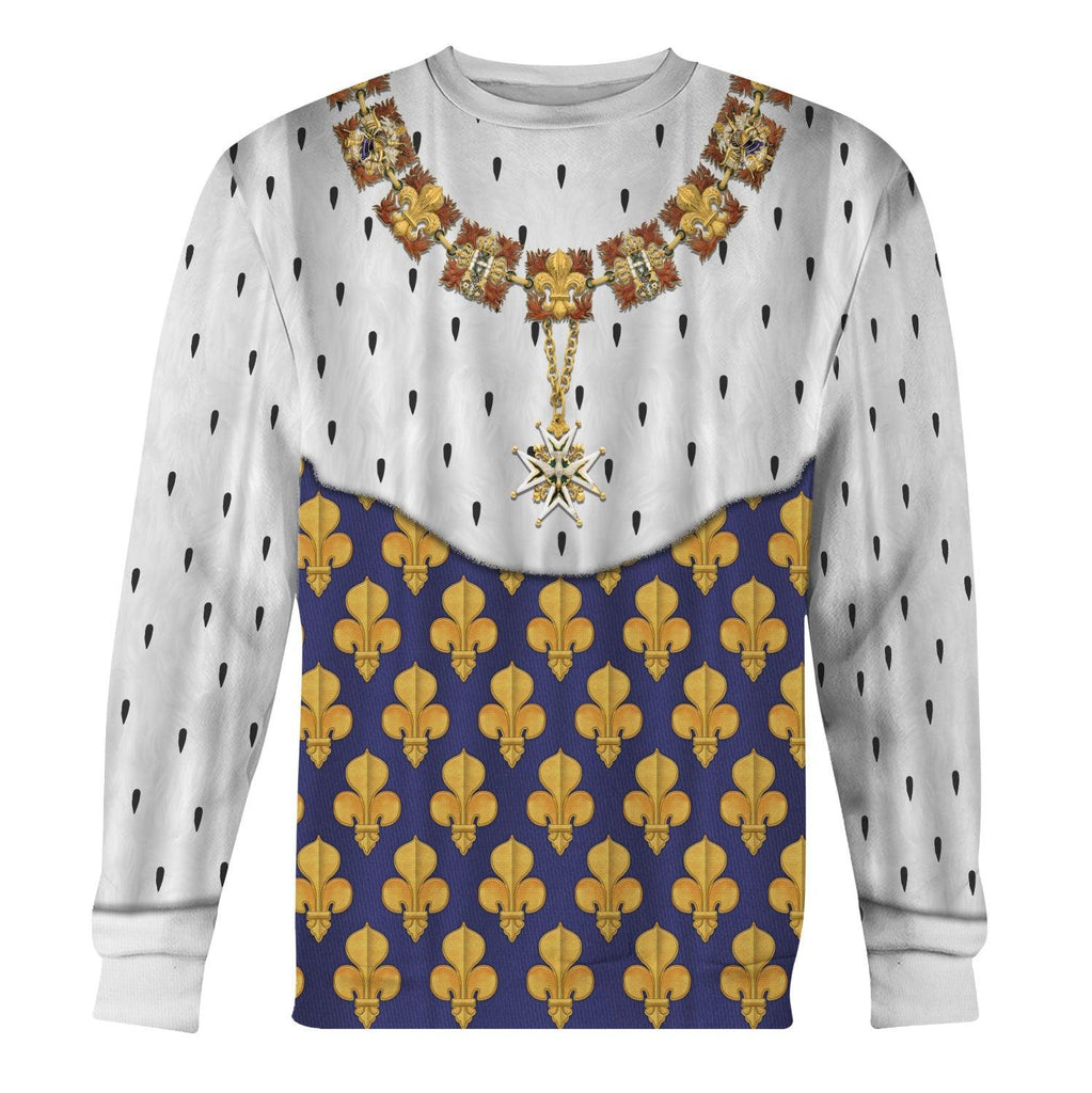 Oodiegang Louis XIII of France in Coronation Robes Costume All Over Print Hoodie Sweatshirt T-Shirt Tracksuit - Oodiegang.com