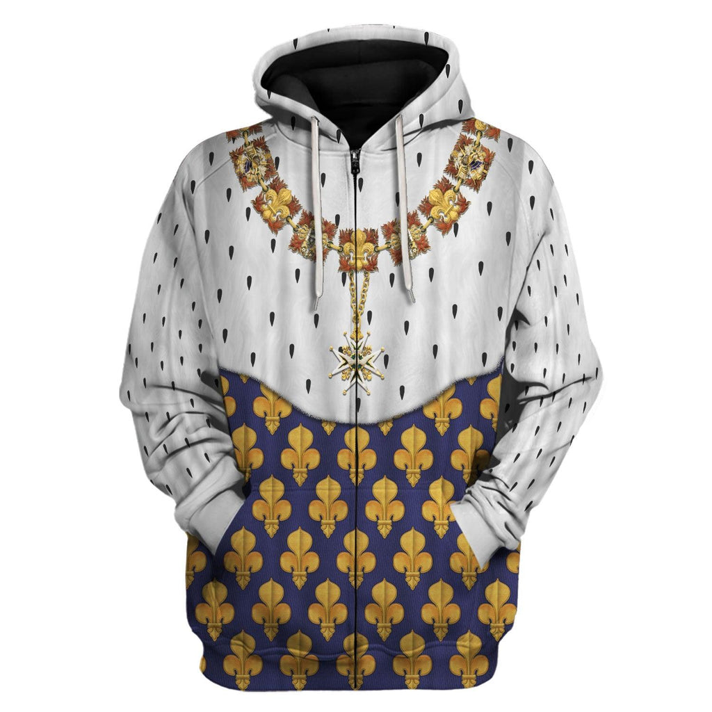 Oodiegang Louis XIII of France in Coronation Robes Costume All Over Print Hoodie Sweatshirt T-Shirt Tracksuit - Oodiegang.com