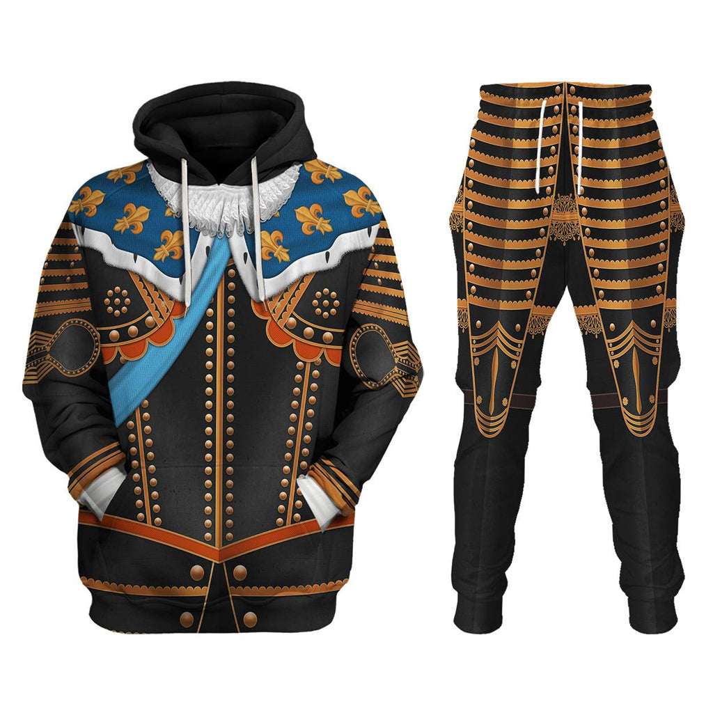 Oodiegang Louis XIII of France Warrior King Costume All Over Print Hoodie Sweatshirt T-Shirt Tracksuit - Oodiegang.com