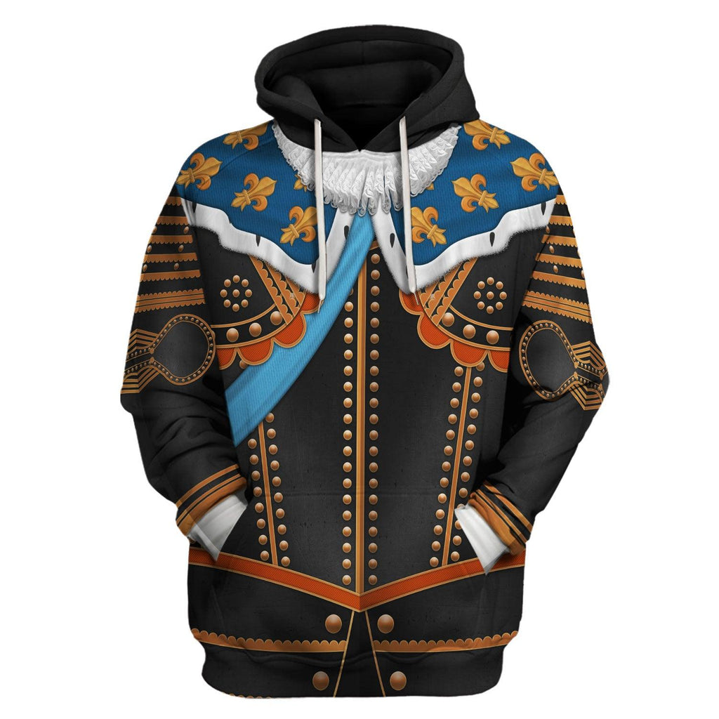 Oodiegang Louis XIII of France Warrior King Costume All Over Print Hoodie Sweatshirt T-Shirt Tracksuit - Oodiegang.com