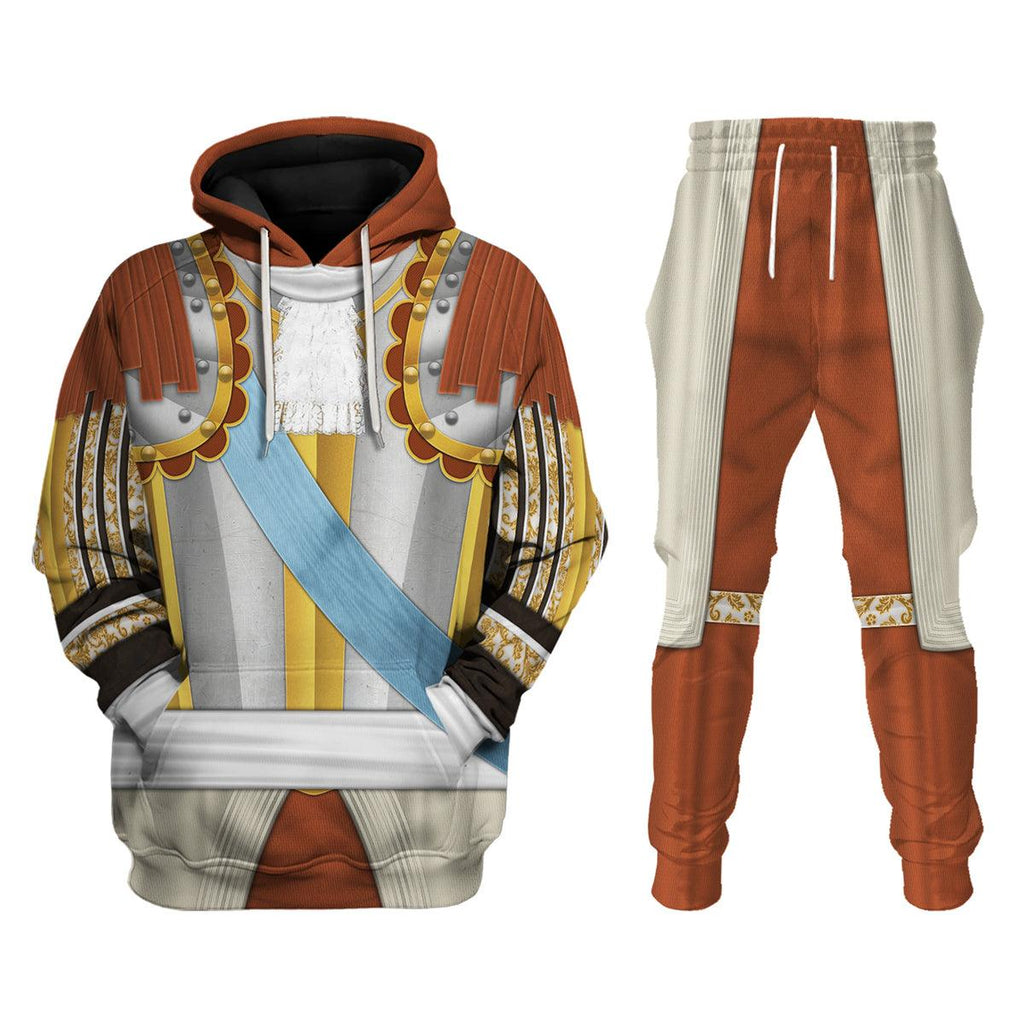 Oodiegang Louis XIV of France Armour Costume All Over Print Hoodie Sweatshirt T-Shirt Tracksuit - Oodiegang.com