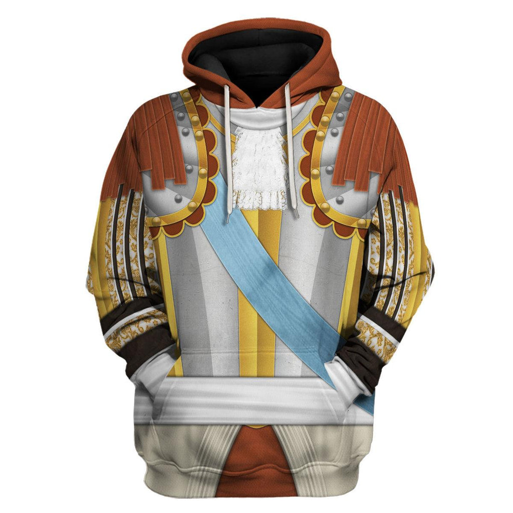 Oodiegang Louis XIV of France Armour Costume All Over Print Hoodie Sweatshirt T-Shirt Tracksuit - Oodiegang.com