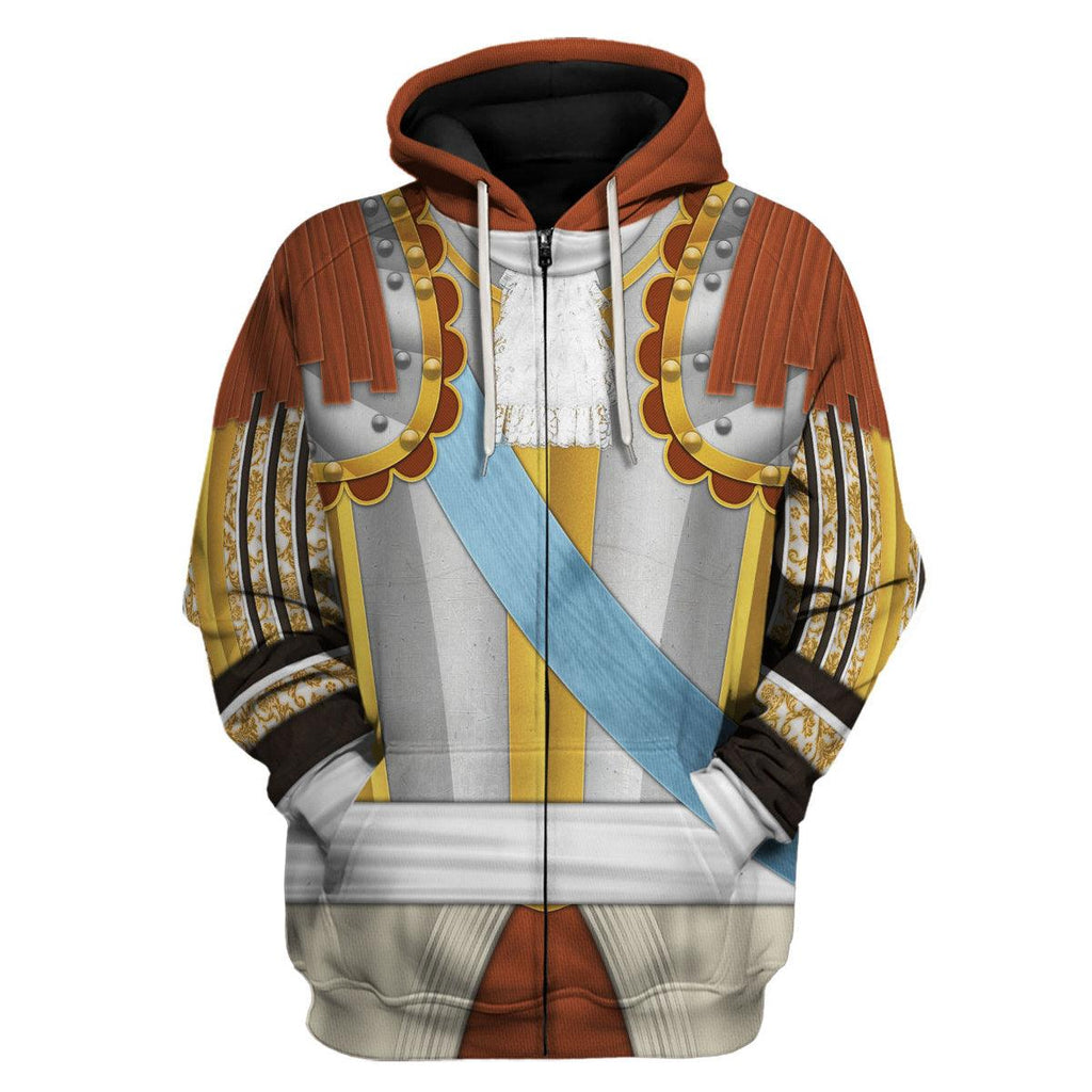 Oodiegang Louis XIV of France Armour Costume All Over Print Hoodie Sweatshirt T-Shirt Tracksuit - Oodiegang.com