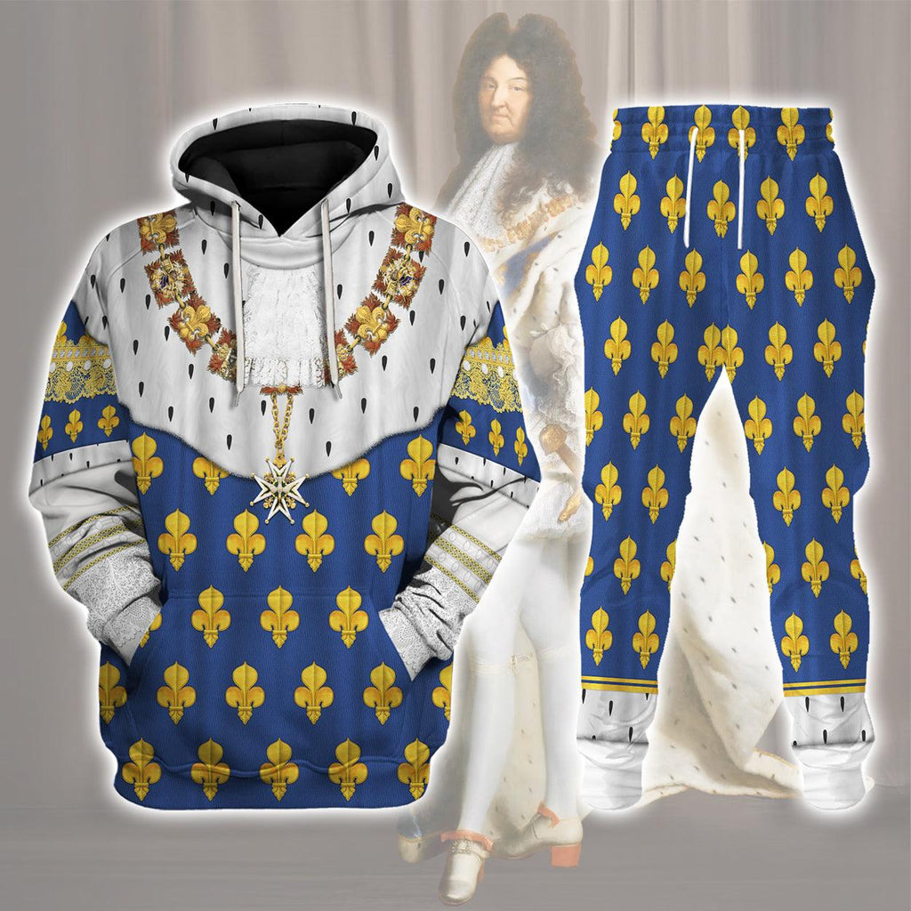 Oodiegang Louis XIV of France in Coronation Robes Costume All Over Print Hoodie Sweatshirt T-Shirt Tracksuit - Oodiegang.com