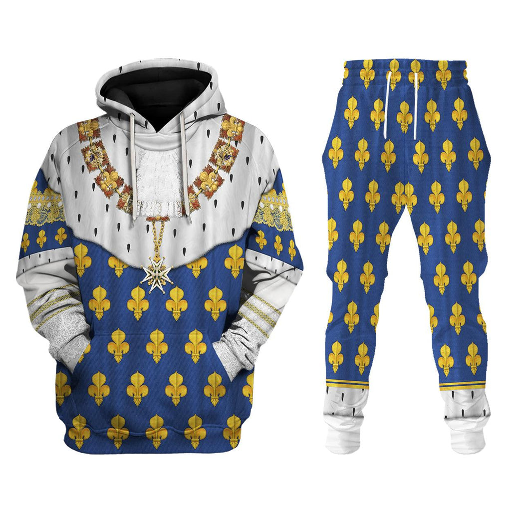 Oodiegang Louis XIV of France in Coronation Robes Costume All Over Print Hoodie Sweatshirt T-Shirt Tracksuit - Oodiegang.com