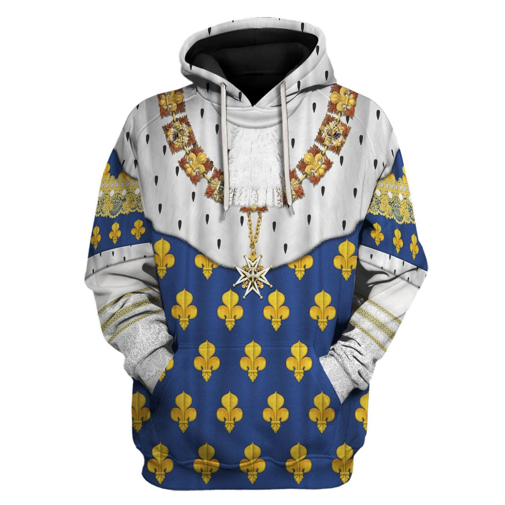 Oodiegang Louis XIV of France in Coronation Robes Costume All Over Print Hoodie Sweatshirt T-Shirt Tracksuit - Oodiegang.com