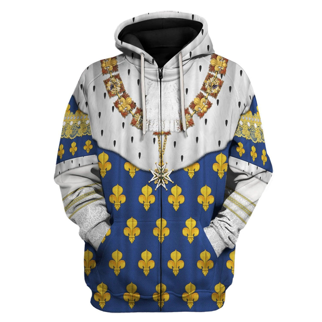 Oodiegang Louis XIV of France in Coronation Robes Costume All Over Print Hoodie Sweatshirt T-Shirt Tracksuit - Oodiegang.com