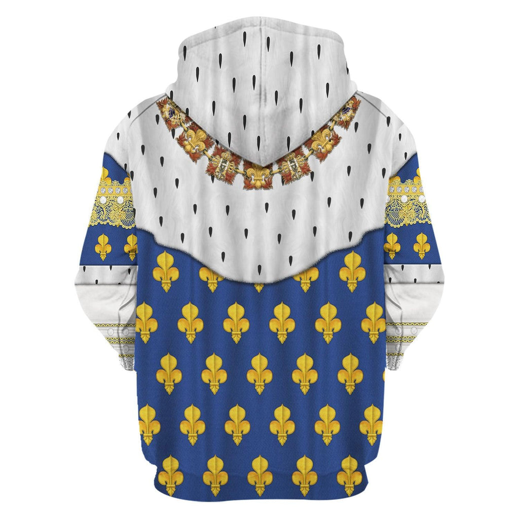 Oodiegang Louis XIV of France in Coronation Robes Costume All Over Print Hoodie Sweatshirt T-Shirt Tracksuit - Oodiegang.com