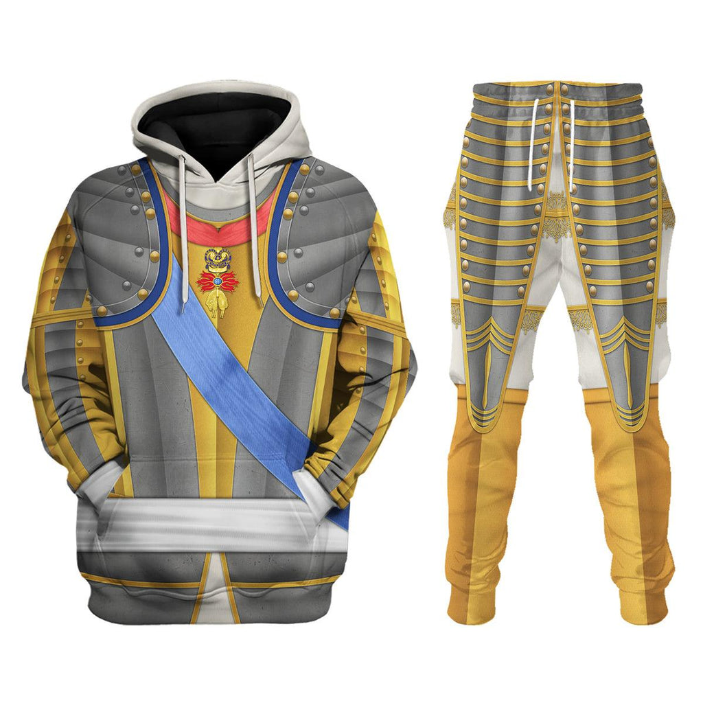 Oodiegang Louis XV of France Armour Costume All Over Print Hoodie Sweatshirt T-Shirt Tracksuit - Oodiegang.com