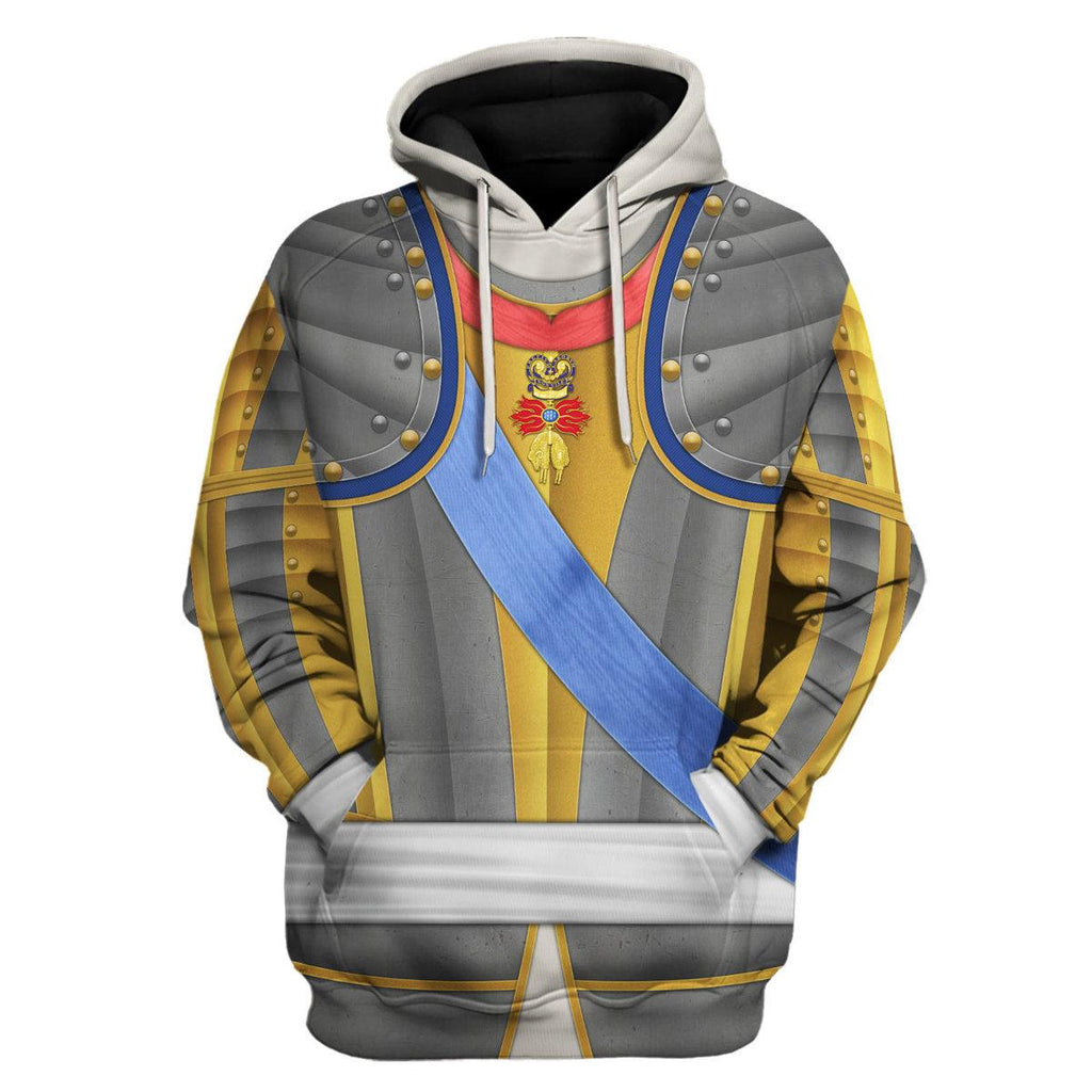 Oodiegang Louis XV of France Armour Costume All Over Print Hoodie Sweatshirt T-Shirt Tracksuit - Oodiegang.com