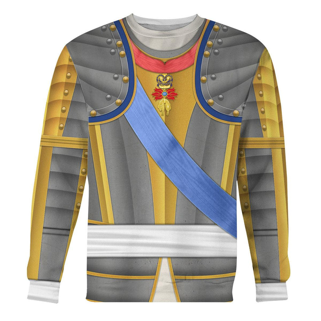 Oodiegang Louis XV of France Armour Costume All Over Print Hoodie Sweatshirt T-Shirt Tracksuit - Oodiegang.com