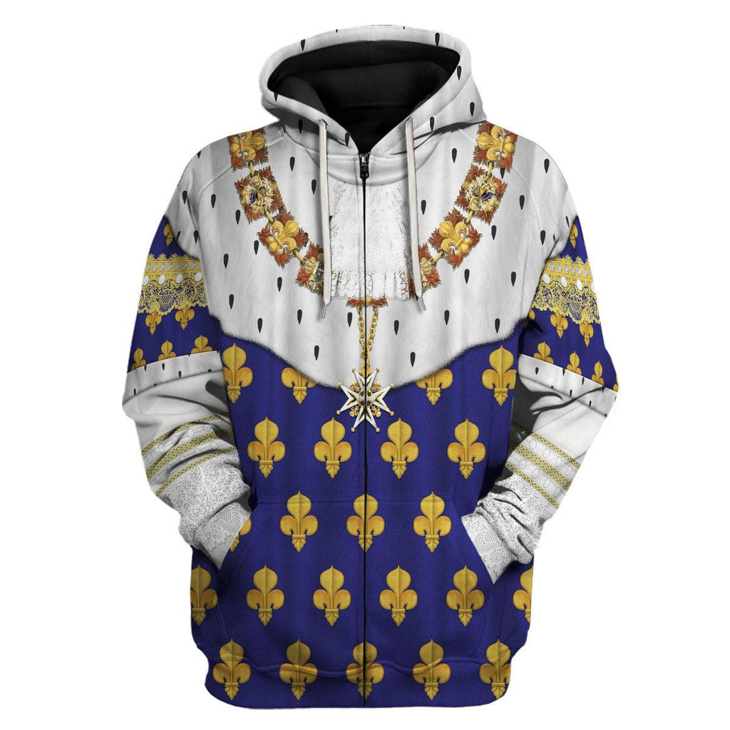 Oodiegang Louis XV of France in Coronation Robes Costume All Over Print Hoodie Sweatshirt T-Shirt Tracksuit - Oodiegang.com