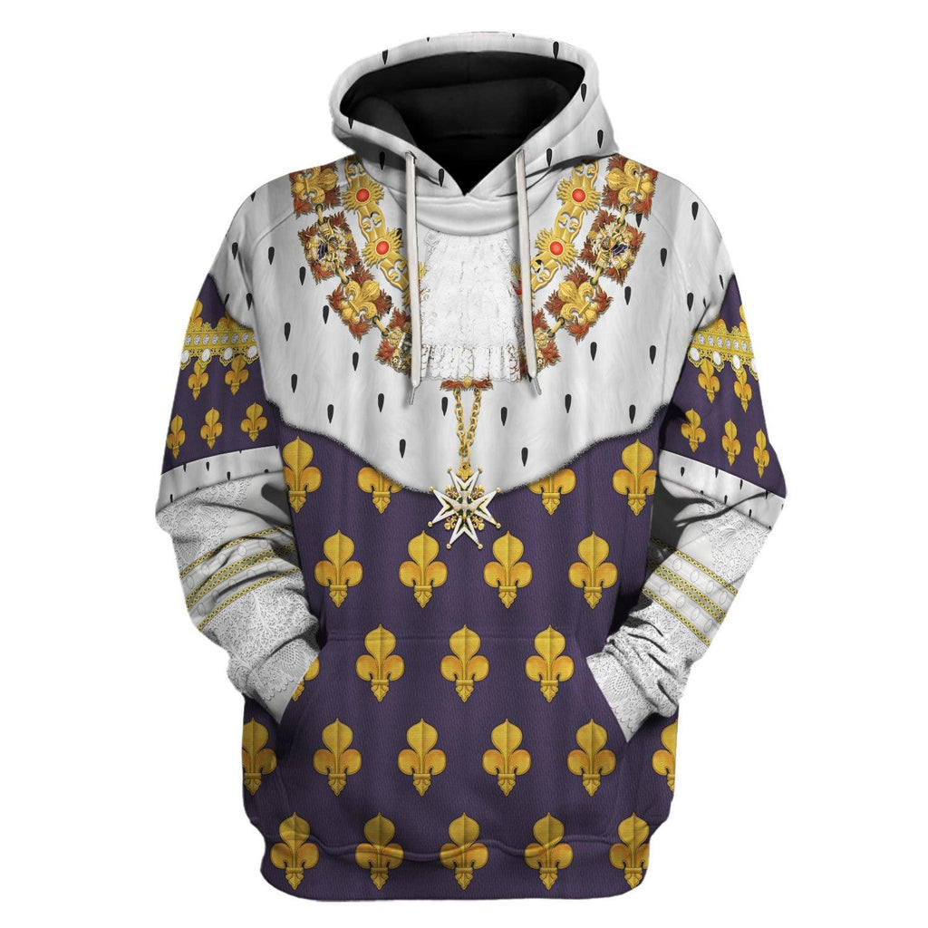 Oodiegang Louis XVI of France in Coronation Robes Costume All Over Print Hoodie Sweatshirt T-Shirt Tracksuit - Oodiegang.com