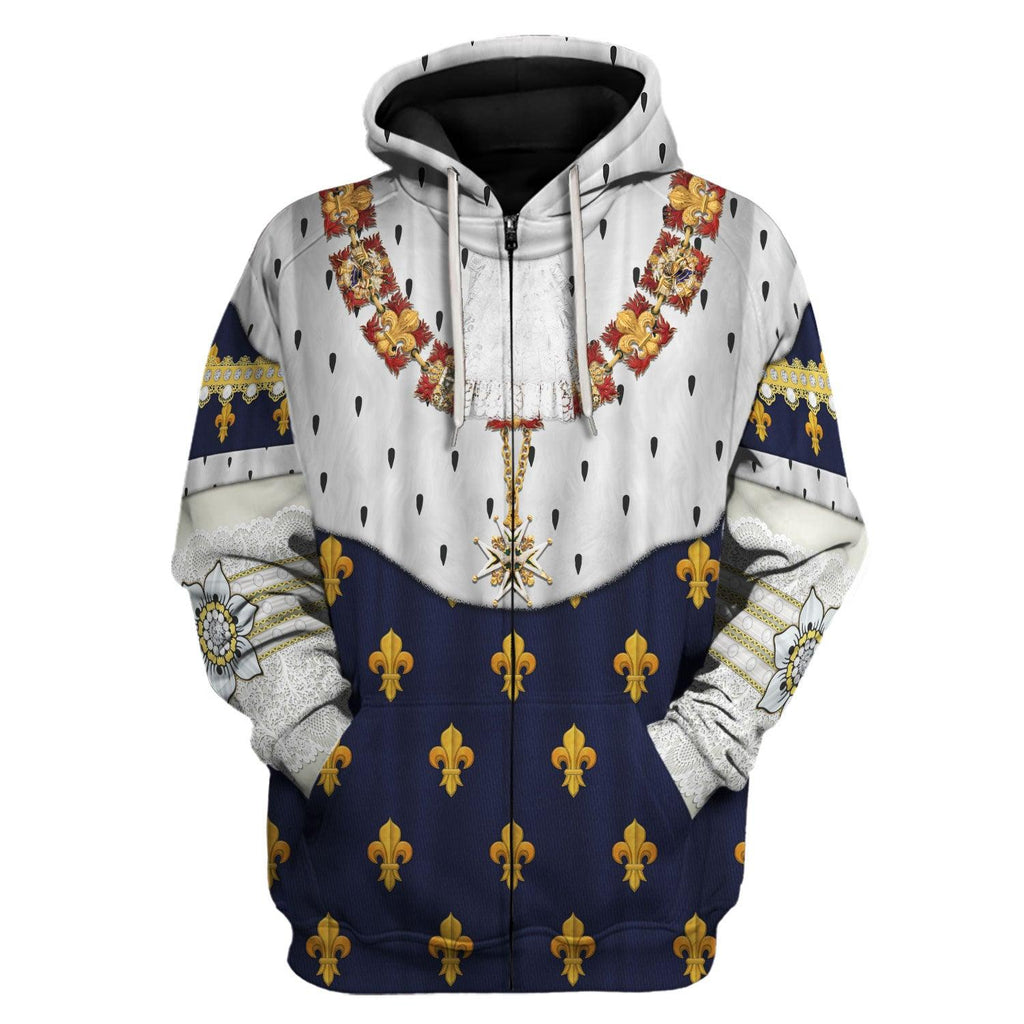 Oodiegang Louis XVIII of France in Coronation Robes Costume All Over Print Hoodie Sweatshirt T-Shirt Tracksuit - Oodiegang.com