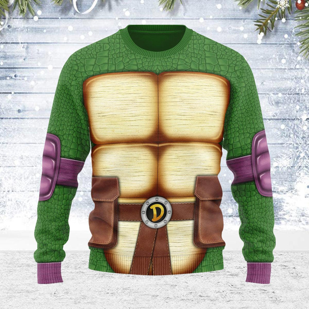 OodieGang Merry Christmas Donatello Ninja Turtle Unisex Wool Sweater - OodieGang.com