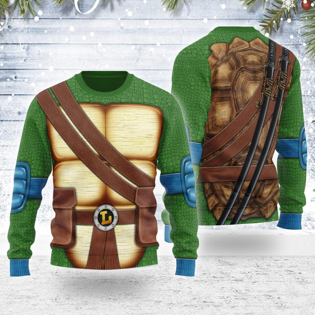 OodieGang Merry Christmas Leonardo Ninja Turtle Unisex Wool Sweater - OodieGang.com