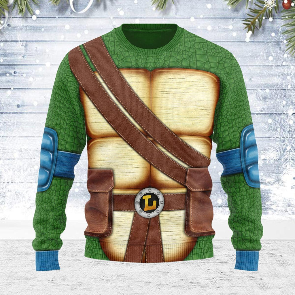 OodieGang Merry Christmas Leonardo Ninja Turtle Unisex Wool Sweater - OodieGang.com