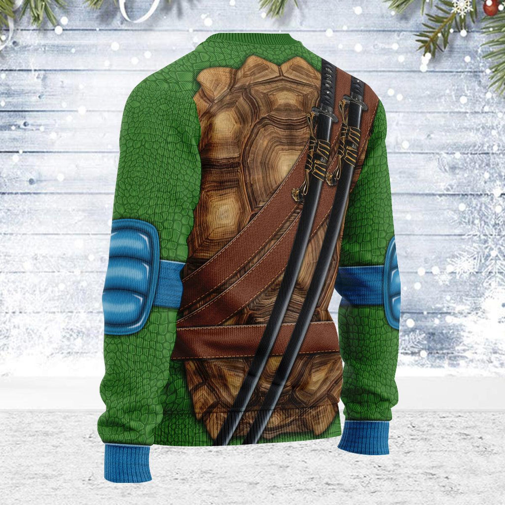 OodieGang Merry Christmas Leonardo Ninja Turtle Unisex Wool Sweater - OodieGang.com