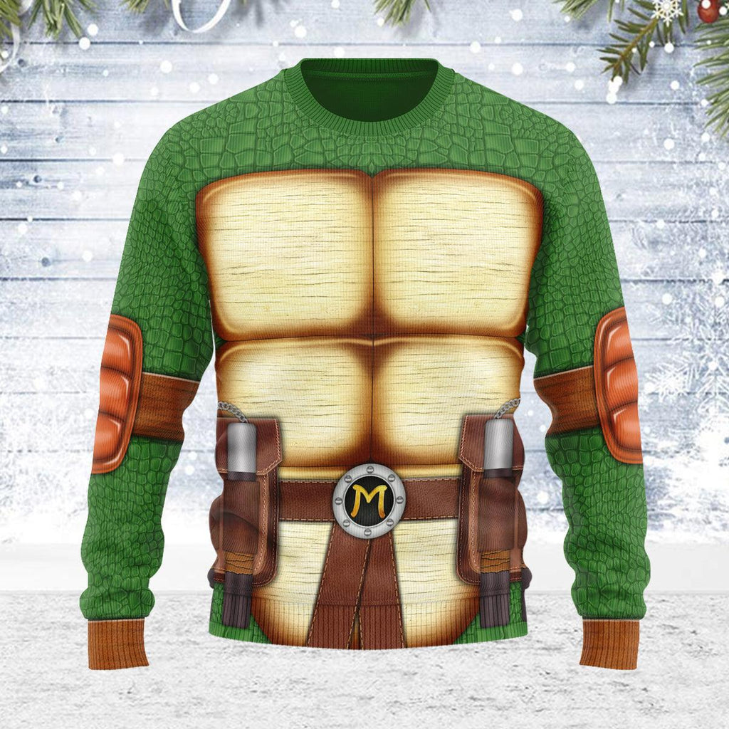 OodieGang Merry Christmas Michelangelo Ninja Turtle Unisex Wool Sweater - OodieGang.com