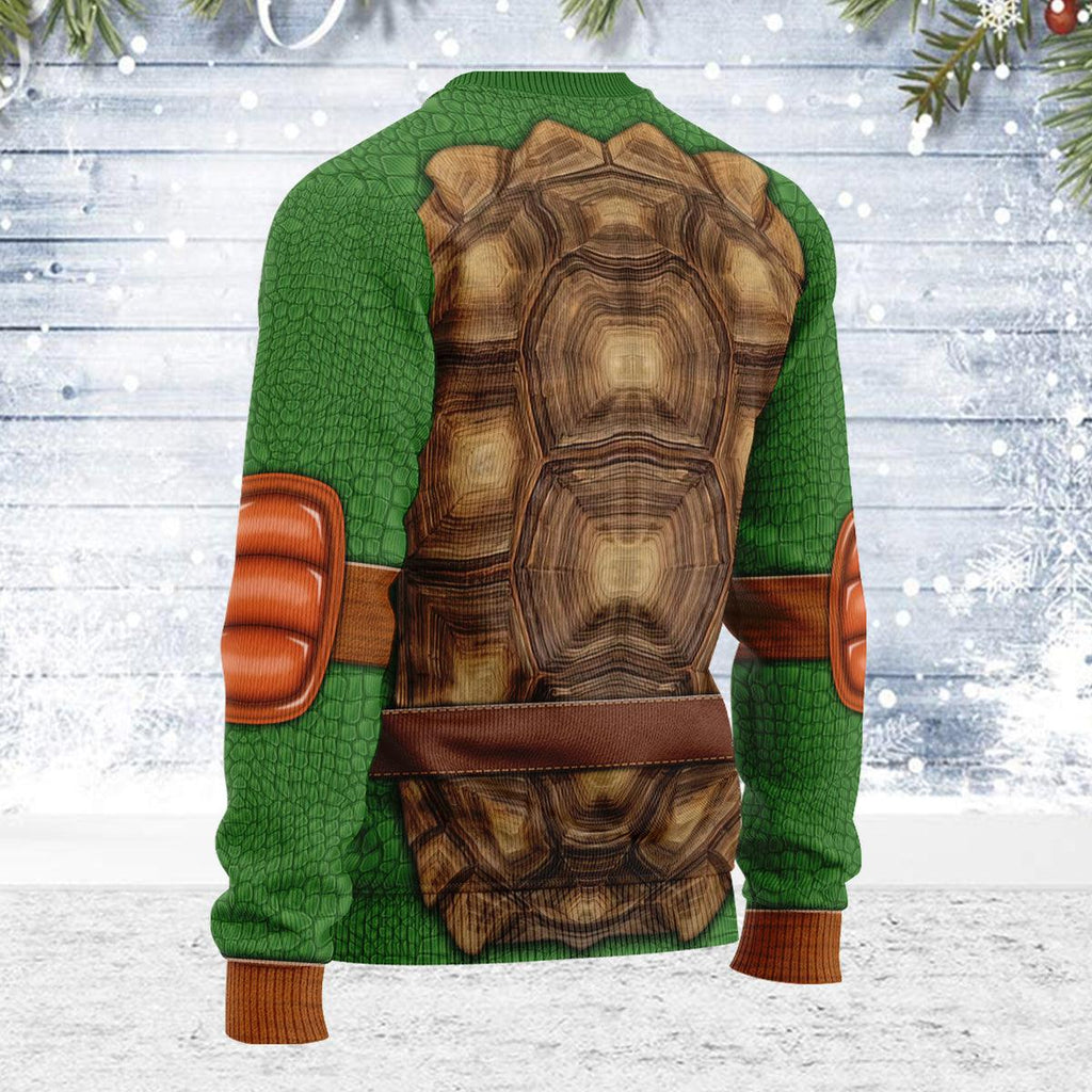 OodieGang Merry Christmas Michelangelo Ninja Turtle Unisex Wool Sweater - OodieGang.com