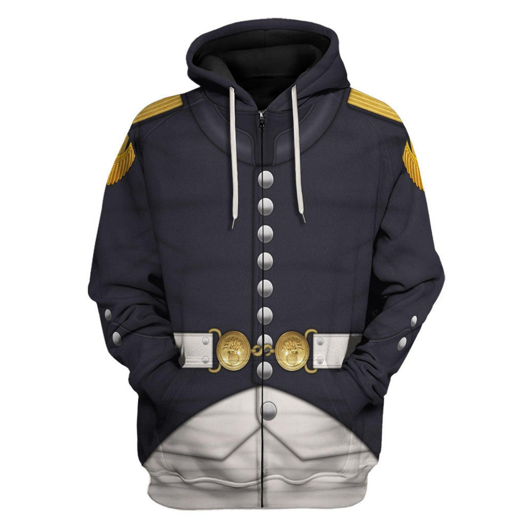 Oodiegang Napoleonic French Grenadier Officer-Campaign Dress (1806-1815) Uniform All Over Print Hoodie Sweatshirt T-Shirt Tracksuit - Oodiegang.com