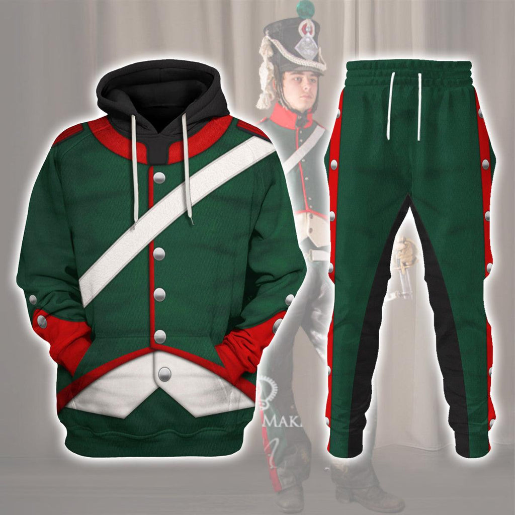 Oodiegang Napoleonic French Light Cavalry-Chasseur A Cheval-Campaign Dress (1806-1815) Uniform All Over Print Hoodie Sweatshirt T-Shirt Tracksuit - Oodiegang.com