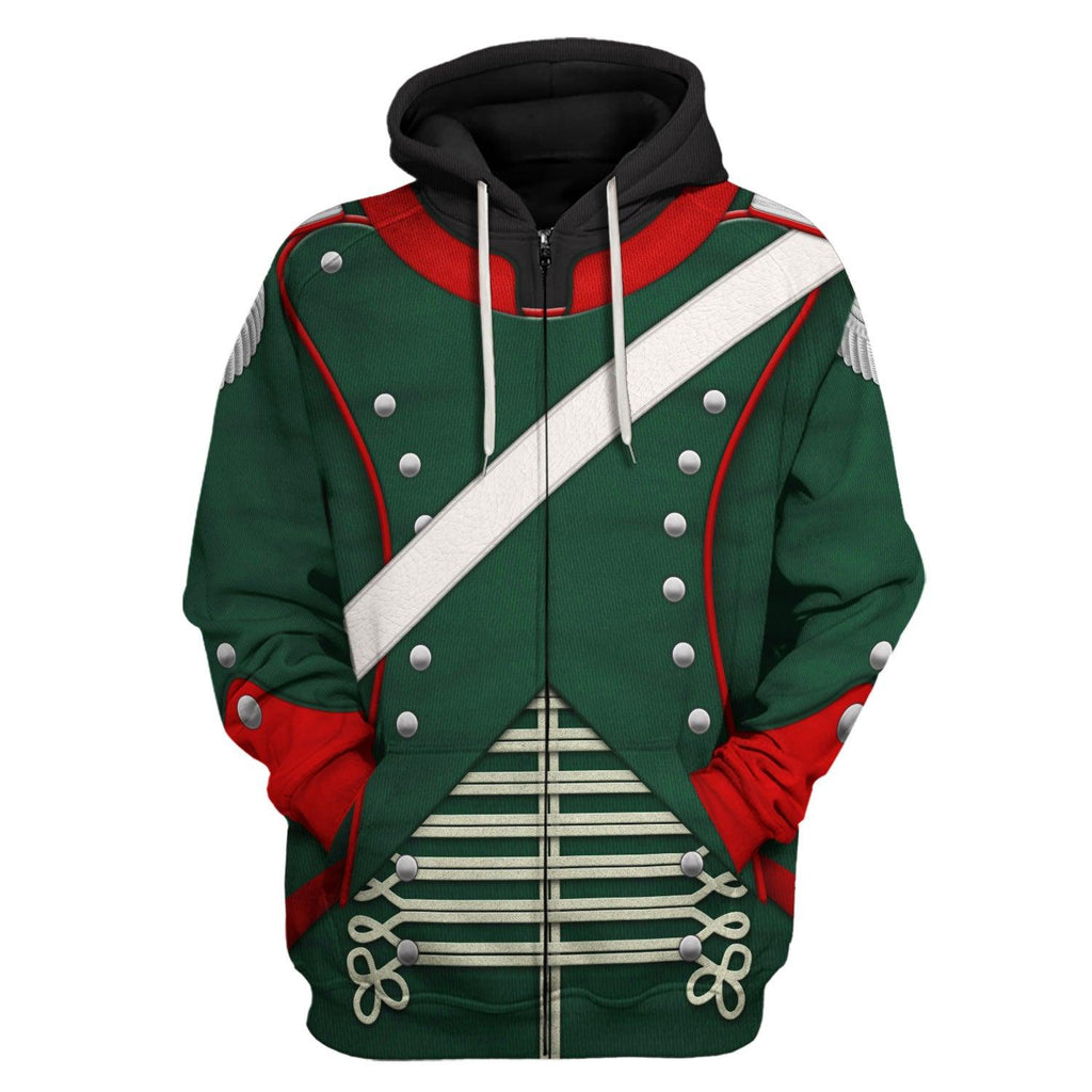 Oodiegang Napoleonic French Light Cavalry-Chasseur A Cheval-Officer (1806-1815) Uniform All Over Print Hoodie Sweatshirt T-Shirt Tracksuit - Oodiegang.com