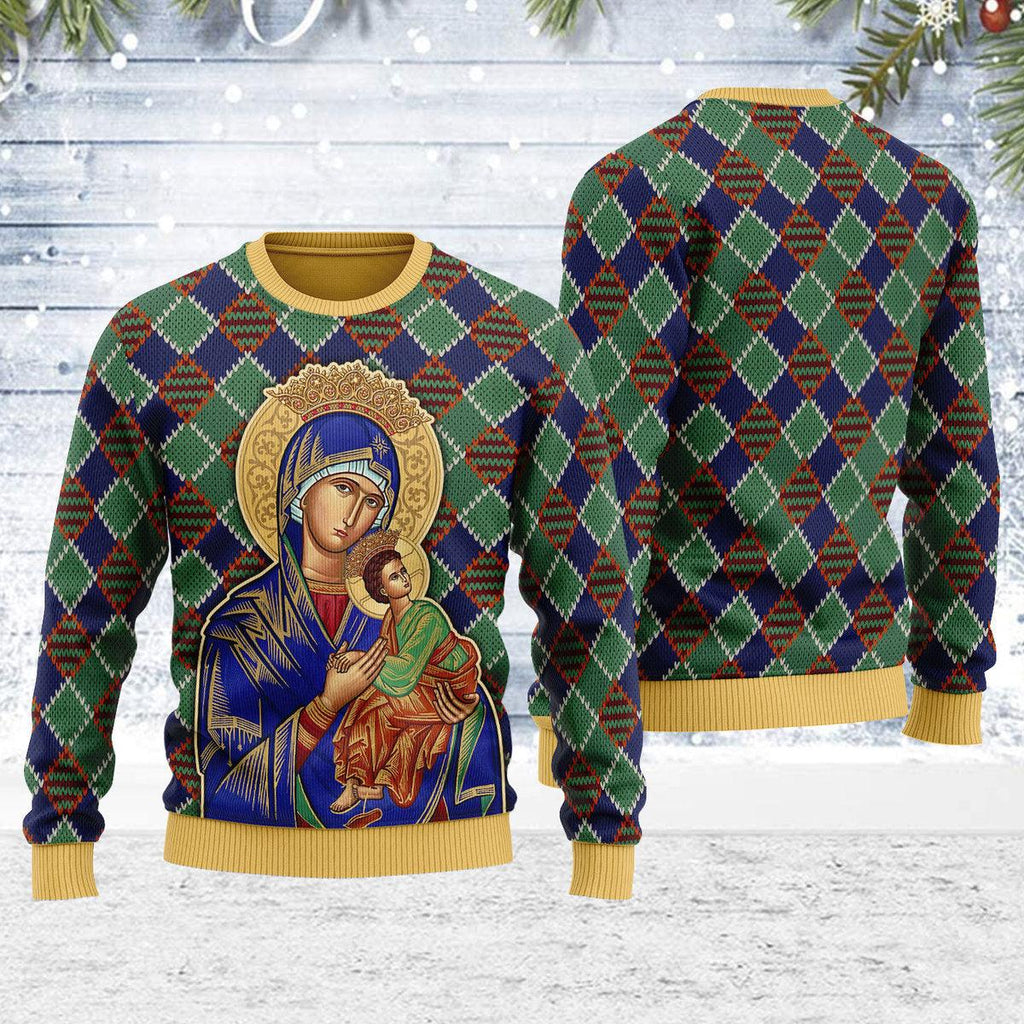 OodieGang Our Lady of Perpetual Help Crowned Christmas Sweater - OodieGang.com