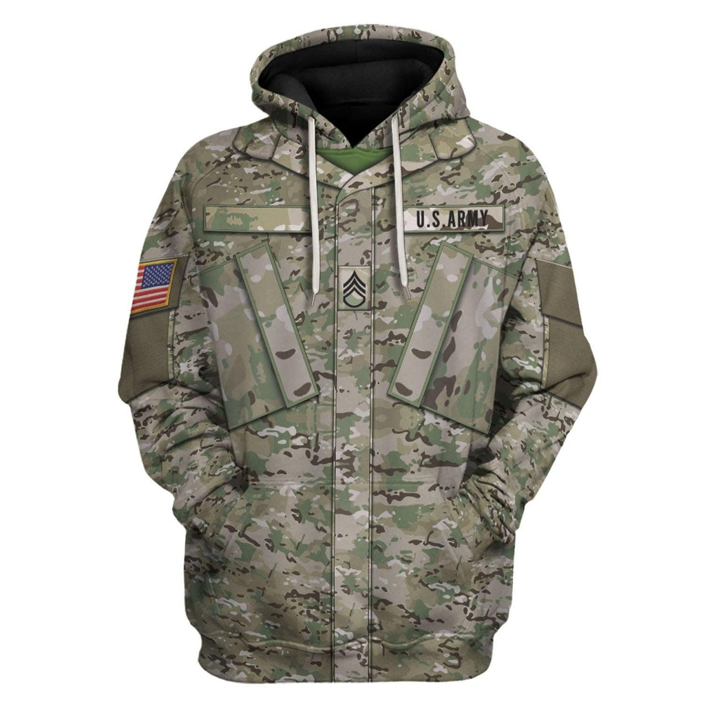 OodieGang Personalize Name Badge US Army Combat Uniform Operational Camouflage Pattern (OCP) Costume Hoodie Sweatshirt T-Shirt Tracksuit - OodieGang.com