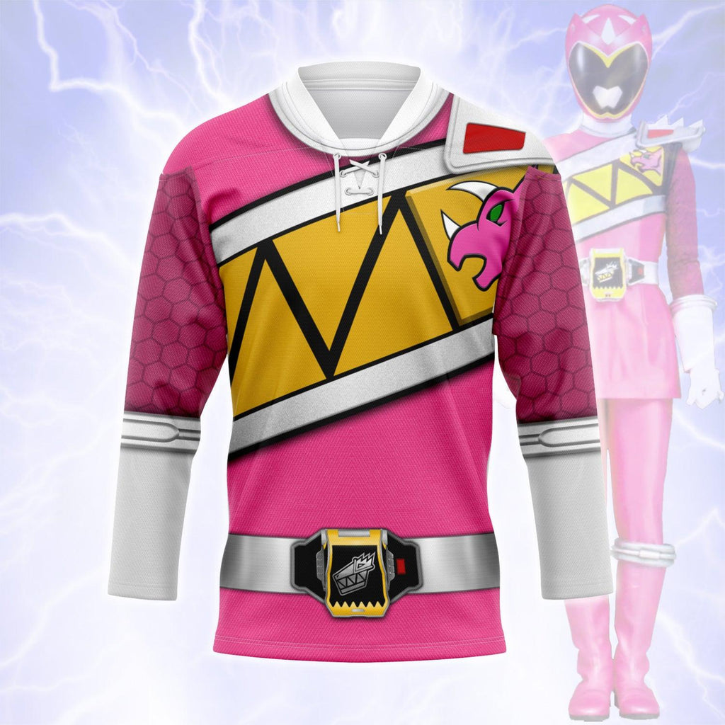 OodieGang Pink Power Rangers Dino Charge Hockey Jersey - OodieGang.com