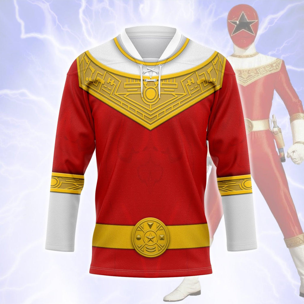 OodieGang Red Power Rangers Zeo Hockey Jersey - OodieGang.com