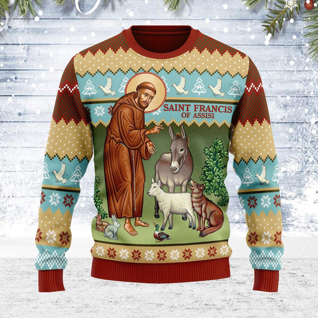 OodieGang Saint Francis and The Animals Christmas Sweater - OodieGang.com