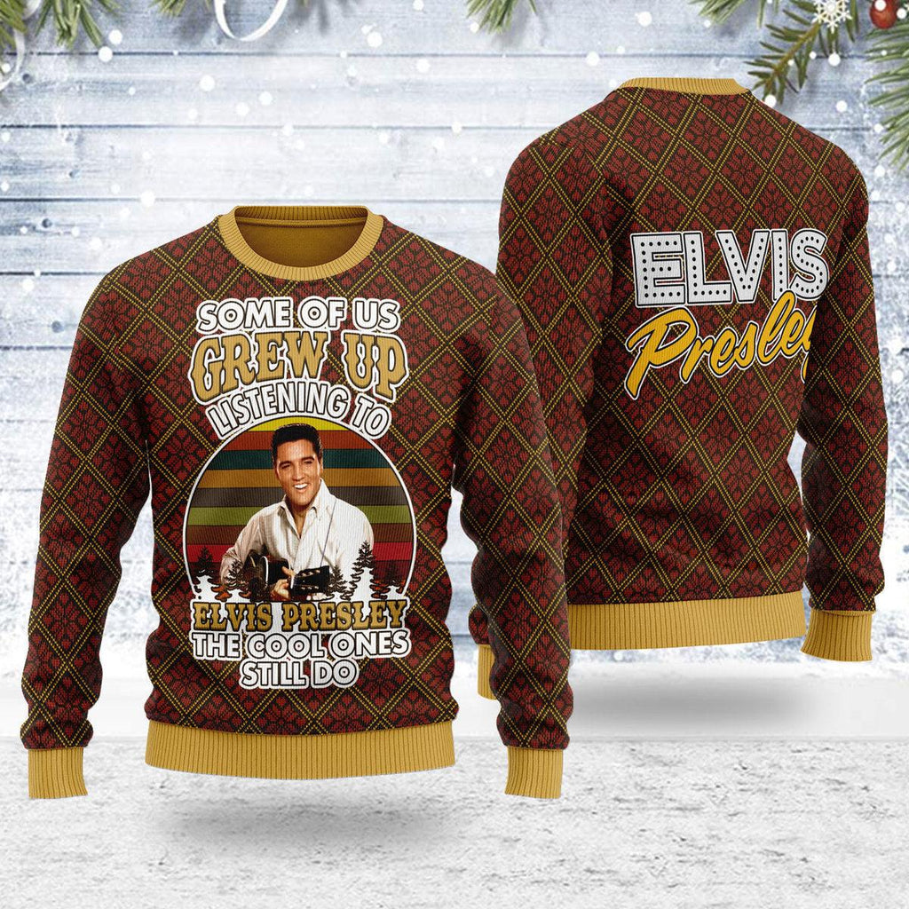 Oodiegang Some of us Grew up Listening to Elvis Christmas Ugly Sweater - Oodiegang.com