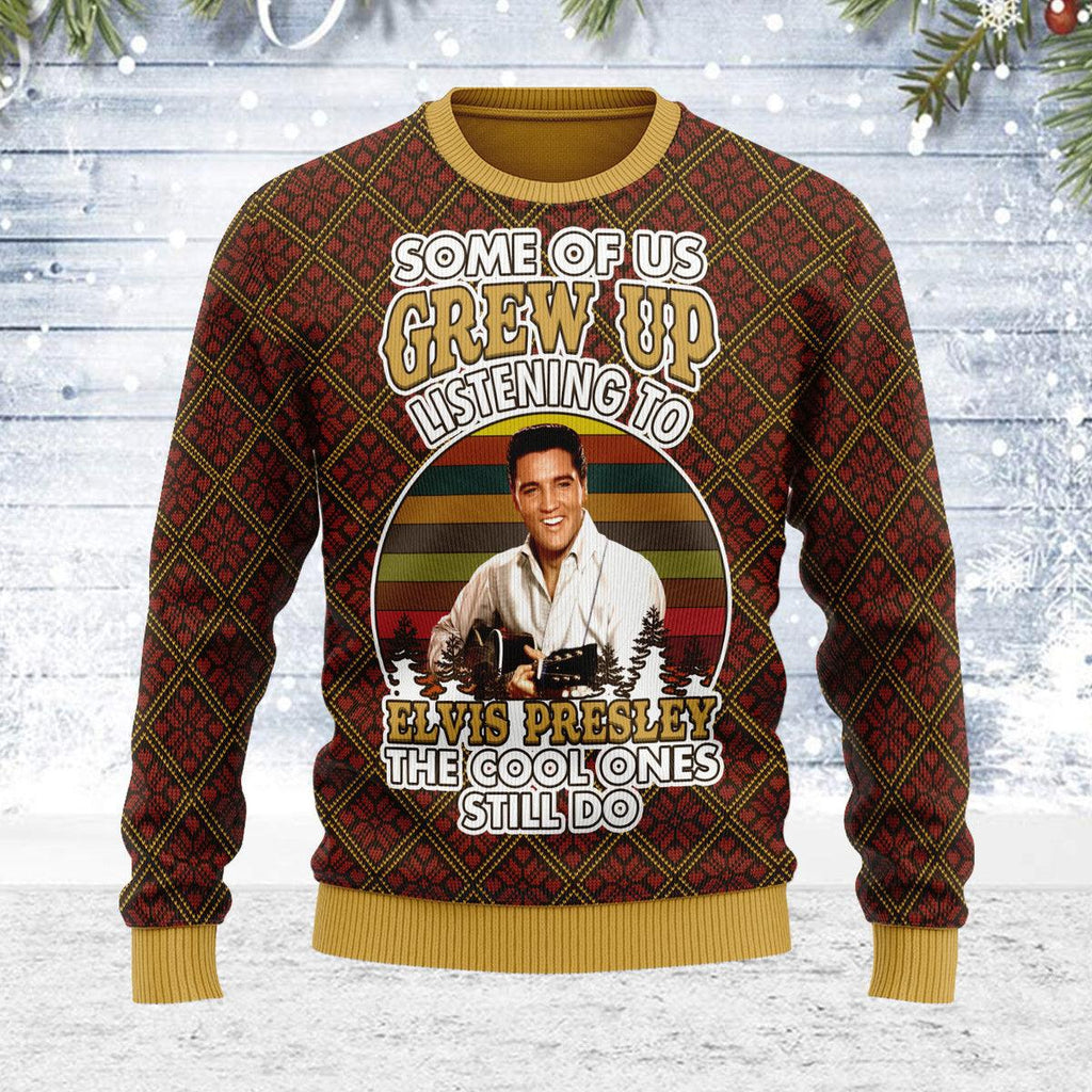 Oodiegang Some of us Grew up Listening to Elvis Christmas Ugly Sweater - Oodiegang.com