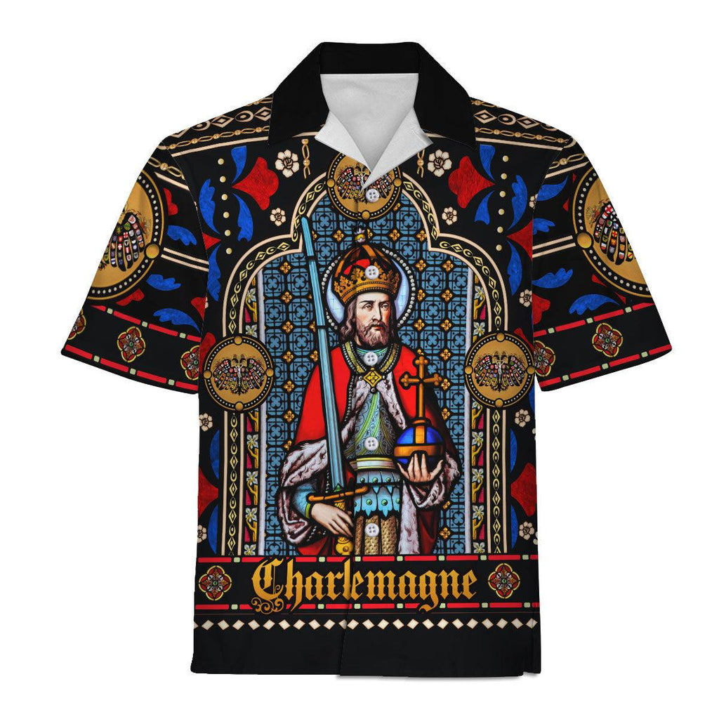 Oodiegang Stained Glass - Charlemagne Hawaiian Shirt Polo Shirt Beach short - Oodiegang.com