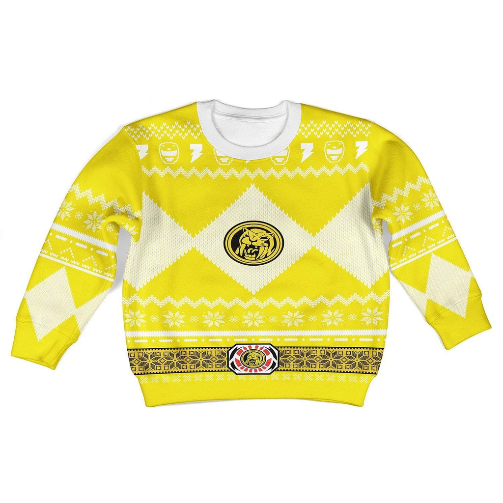 OodieGang Unisex Kid Tops Pullover Sweatshirt Yellow Power Ranger 3D Apparel - OodieGang.com