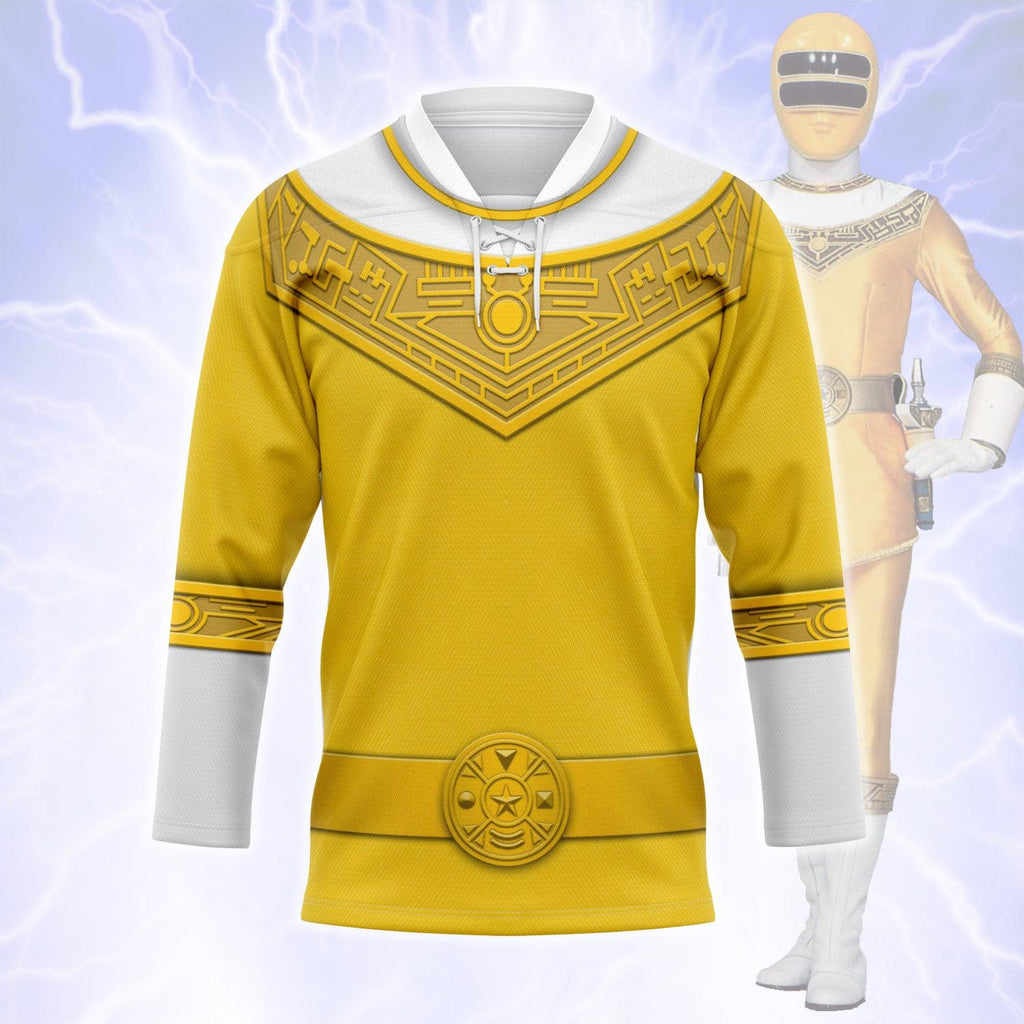 OodieGang Yellow Power Rangers Zeo Hockey Jersey - OodieGang.com