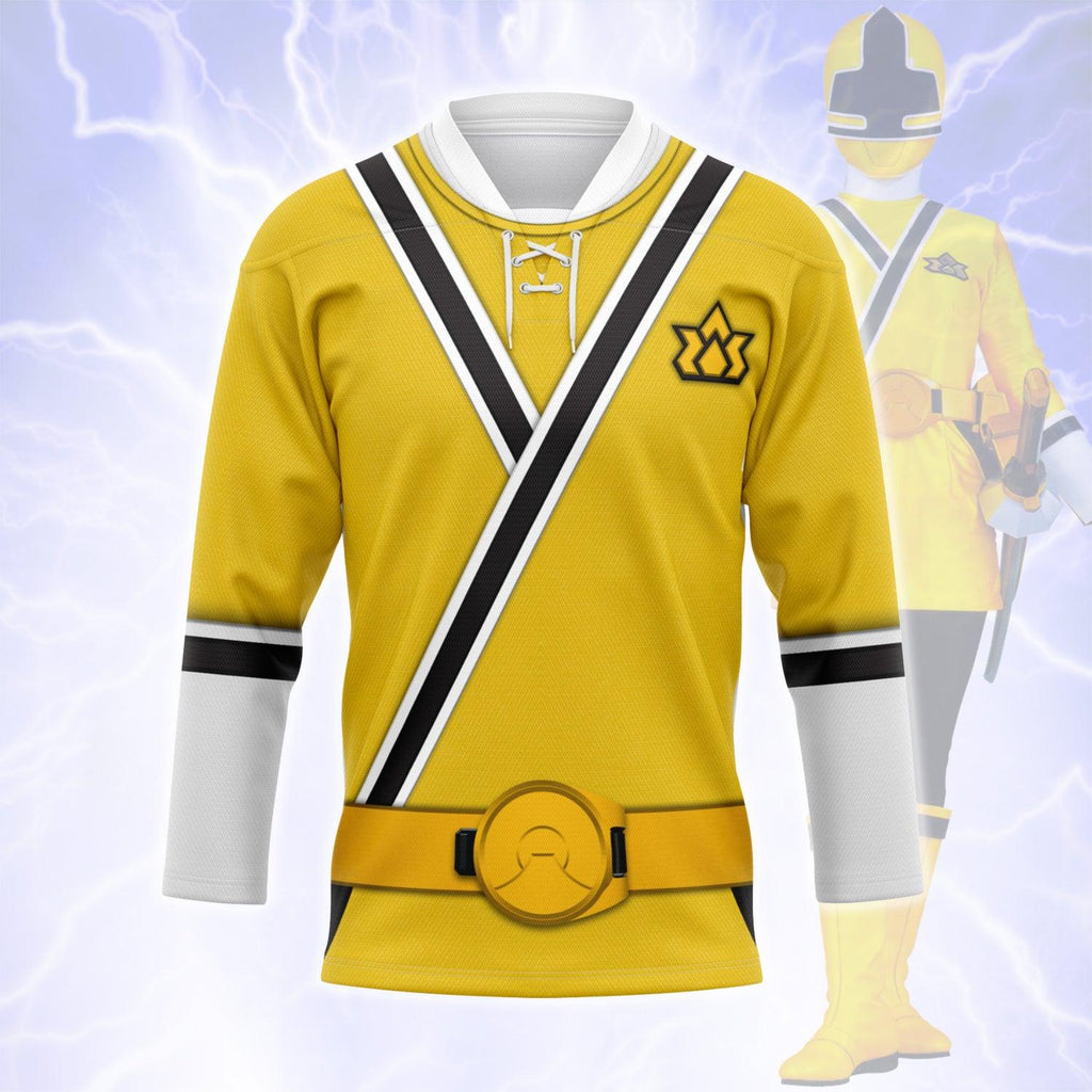 OodiegangYellow Power Rangers Samurai Hockey Jersey - DucG