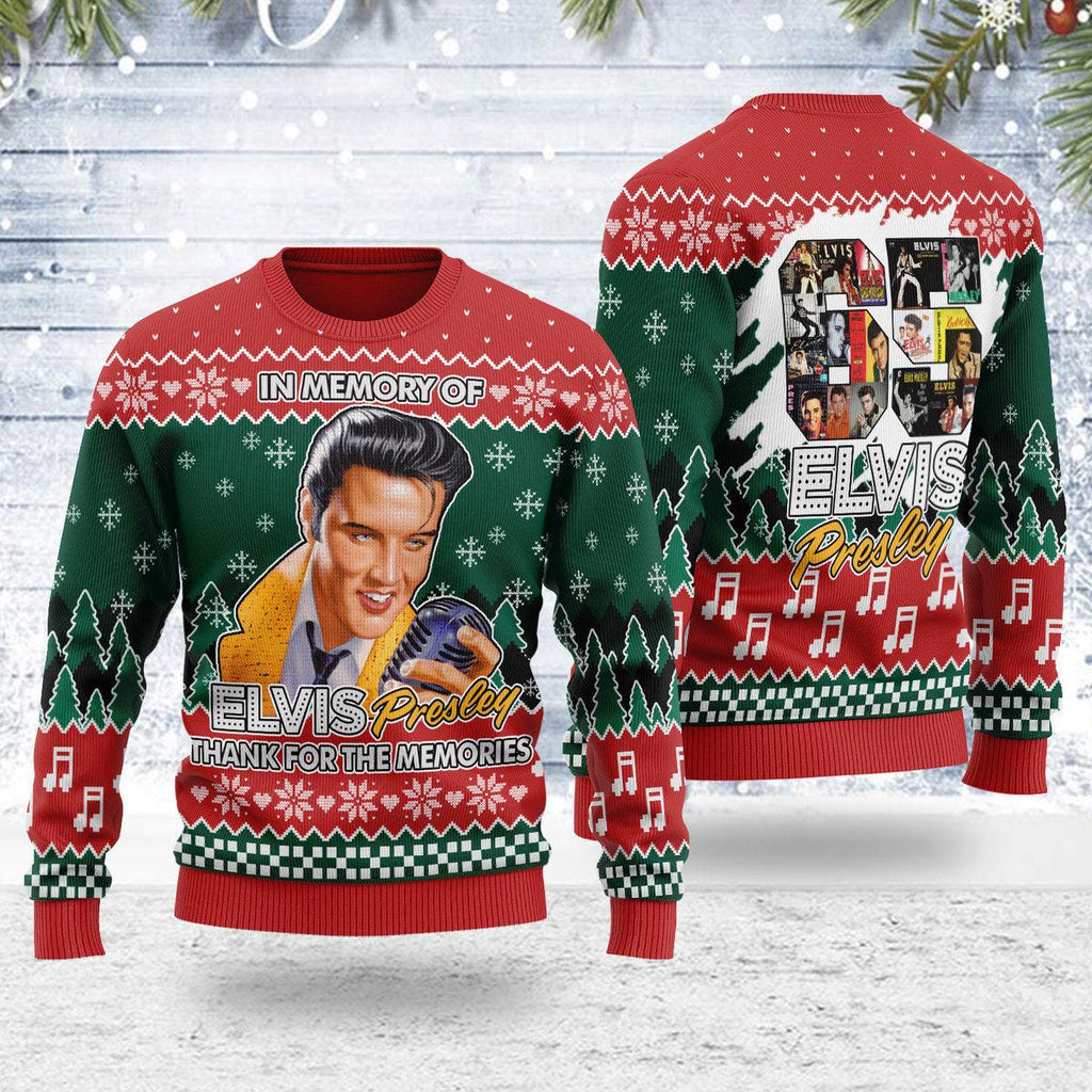 In memory of Elvis Christmas Ugly Sweater - Oodiegang.com